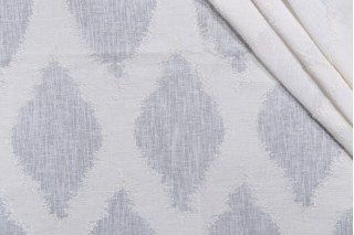 Diamond Ikat Embroidered Drapery Fabric in Ivory