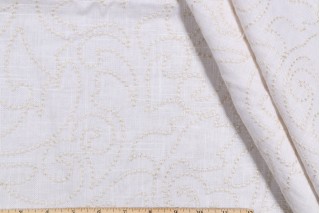 Vine Embroidered Drapery Fabric in Cream