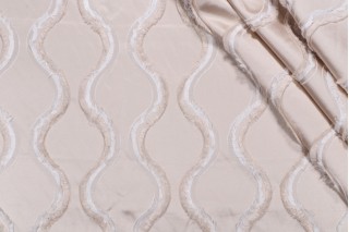 Covington Silhouette Embroidered Drapery Fabric in Champagne