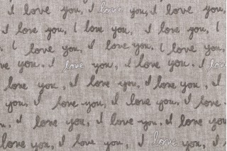 Ellen Degeneres I Love You Printed Cotton Drapery Fabric in Natural