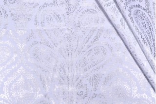Waverly Paisley Aglow Printed Drapery Fabric in Frost