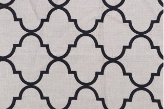 Westbury Treillage Printed Linen Blend Drapery Fabric in Charcoal