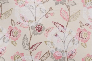 Fonthill Chester Square Printed Cotton Drapery Fabric in Rose/Multi