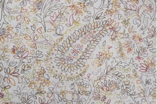 Grey Watkins Crayola Paisley Printed Linen Drapery Fabric in Taupe/Multi