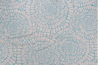 Old World Weavers Dianthus Printed Linen Blend Drapery Fabric in Turquoise