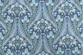 Hamilton Dellwood Printed Cotton Drapery Fabric in Blues 