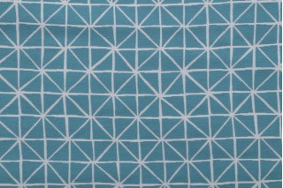 Triangle Trellis Woven Decorator Fabric in Turquoise Blue
