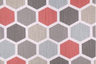 Premier Prints Hexagon - Slub Canvas Printed Cotton Drapery Fabric in Scarlet
