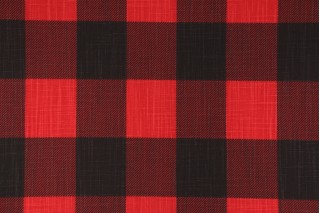 Premier Prints Buffalo Check Printed Slub Cotton Canvas Drapery Fabric in Red Black