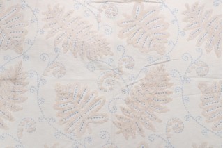 Grey Watkins Fossils Embroidered Drapery Fabric in Blue