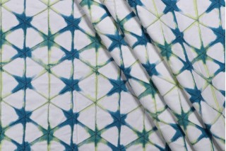 Kaufmann Meditation Printed Pintuck Cotton Drapery Fabric in Teal 