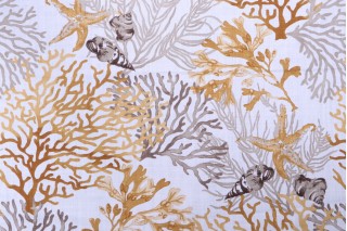 Stof France Quiberon Printed Cotton Drapery Fabric in Moutarde 
