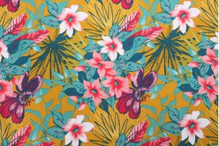 Stof France Ahuna Printed Cotton Twill Drapery Fabric in Moutarde 
