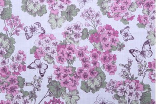 Stof France Geranium Printed Cotton Drapery Fabric in Rose 
