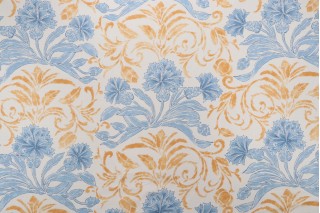 Brochier Ventotene Printed Cotton Drapery Fabric in Cornflower/Maize for Scalamandre