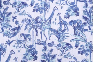 Premier Prints Meru-Slub Canvas Printed Cotton Drapery Fabric in Commodore Blue 