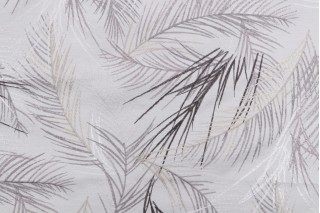 Palm Embroidered Drapery Fabric in Smoke