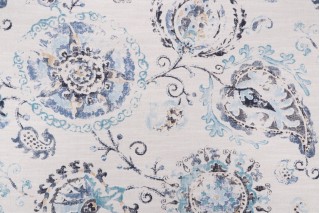 Kaufmann Janara Printed Drapery Fabric in Indigo 