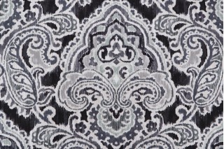 Waverly Artesanias Ikat Printed Cotton Drapery Fabric in Graphite 
