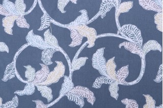 Robert Allen Rosemaling Printed Cotton Drapery Fabric in Lakeside 