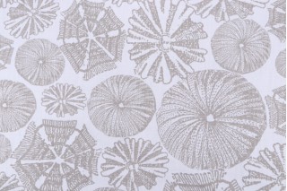 Shell Printed Cotton Drapery Fabric in Grey 