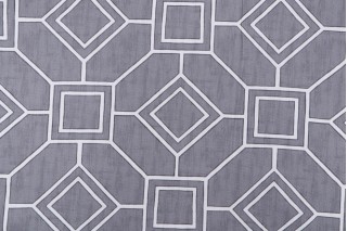 Belle Maison Trellis Printed Cotton Drapery Fabric in Grey 