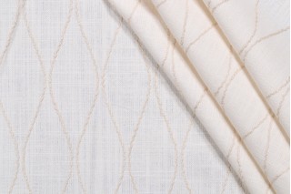 Stripe Embroidered Drapery fabric in Natural