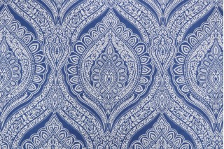 Belle Maison Sanibel Printed Cotton Drapery Fabric in Cobalt 