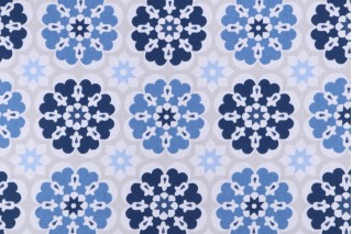 Waverly Merry Go Round Printed Cotton Drapery Fabric in Porcelain 