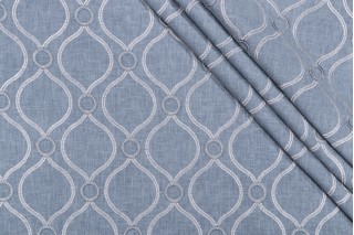 PK Lifestyles Curveball Embroidered Drapery Fabric in Chambray 