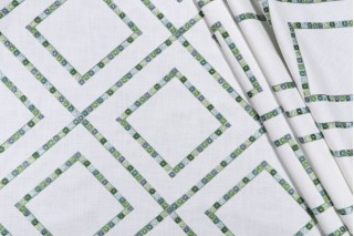 PK Lifestyles Beaded Lattice Embroidered Drapery Fabric in Meadow 