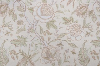 Thibaut Fanfare Printed Cotton Drapery Fabric in Cream for Scalamandre