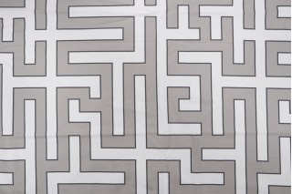 Grey Watkins Long Garden Printed Cotton Drapery Fabric in Grey/Cream for Scalamandre