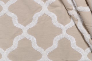 Fonthill Astley Boucle Embroidered Drapery Fabric in Biscuit for Scalamandre