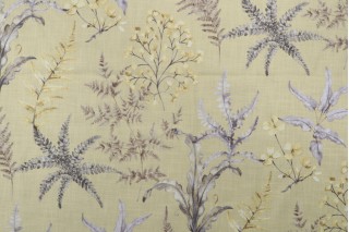 Old World Weavers Wetherfield Fern Printed Polyester Drapery Fabric in Lemon Birch for Scalamandre