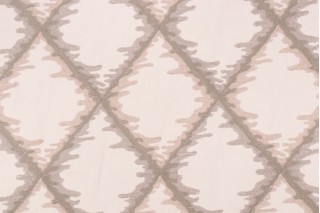 Diversitex Gifford Embroidered Cotton Drapery Fabric in Steal