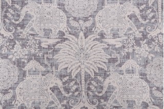 Maharaja Printed Linen Blend Drapery Fabric in Pearl 