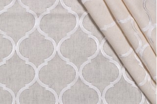 Averlie Embroidered Drapery Fabric in Natural