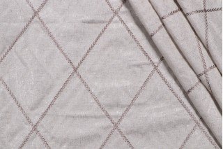 Starling Embroidered Drapery Fabric in Taupe