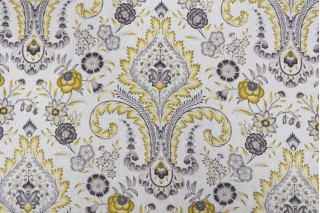 Williamsburg Isham Indienne Printed Linen Drapery Fabric in Lemongrass