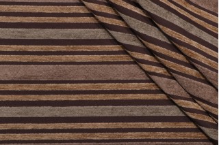 Thibaut Baltic Stripe W71823 Woven Chenille Upholstery Fabric in Camel on Brown 