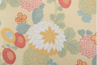 Thibaut Coco F93222 Printed Linen Drapery Fabric in Yellow 