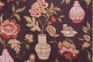 Thibaut Marrakesh F93326 Printed Drapery Fabric in Eggplant 
