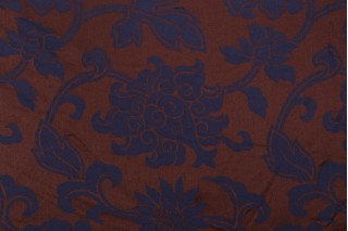 Thibaut Harmony Damask W85387 Woven Upholstery Fabric in Brown Navy 