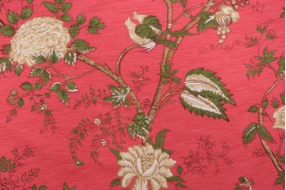 Anna French Rye F93341 Printed Cotton Drapery Fabric in Pink for Thibaut 