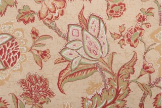 Thibaut Jacobean Trail F93312 Printed Cotton Drapery Fabric in Gold 