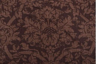 Thibaut Residence Damask F91350 Printed Linen Blend Drapery Fabric in Brown 