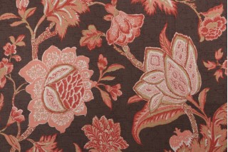 Thibaut Jacobean Trail F93308 Printed Drapery Fabric in Brown