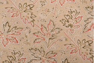 Thibaut Brunswick F9105 Printed Cotton Twill Drapery Fabric in Beige