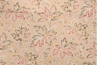 Thibaut Brunswick F9105 Printed Cotton Twill Drapery Fabric in Beige